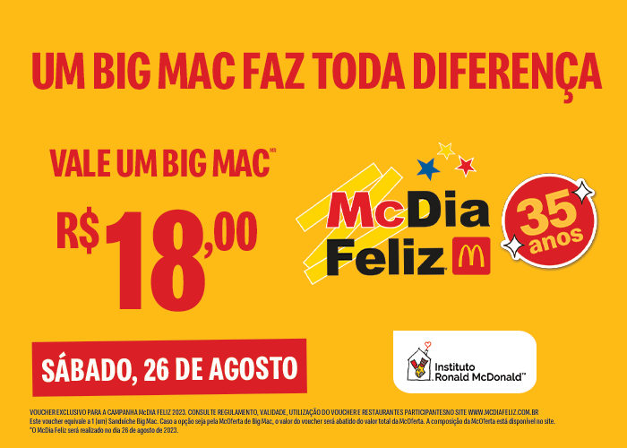 Tíquetes do McDia Feliz estão à venda no site do GRAACC